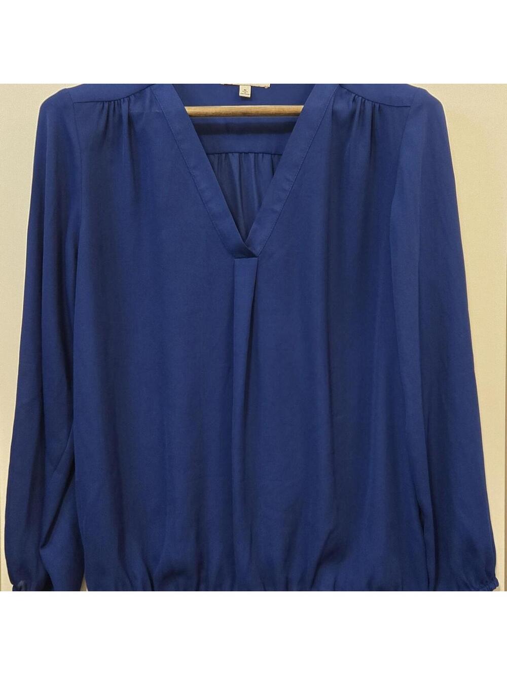Chaus New York Royal Blue V-Neck Blouse